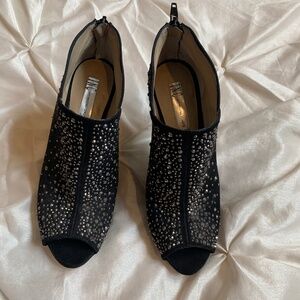 NWOB INC Black Fabric Embellished Booties sz 9M